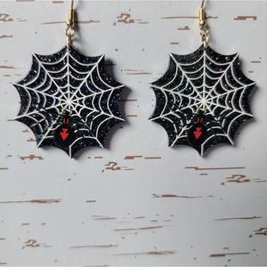 Black widow web earrings Halloween